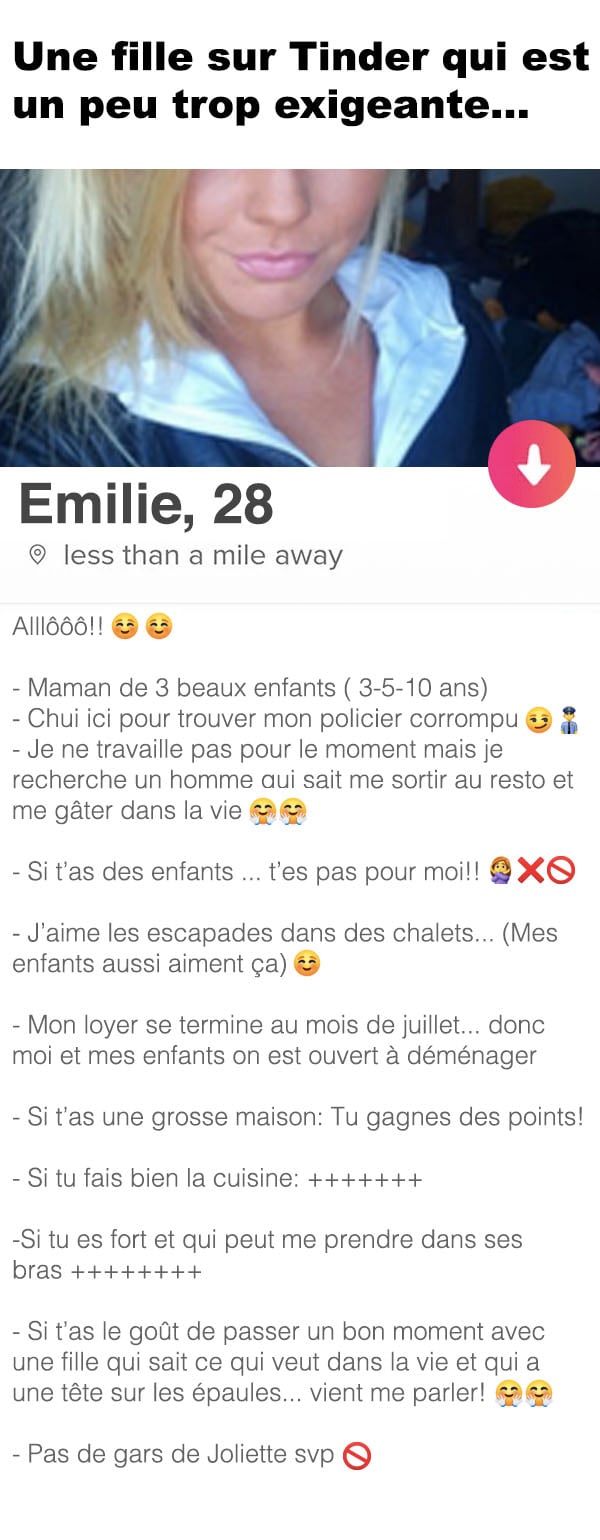 Une Fille Sur Tinder Qui Est Un Peu Trop Exigeante