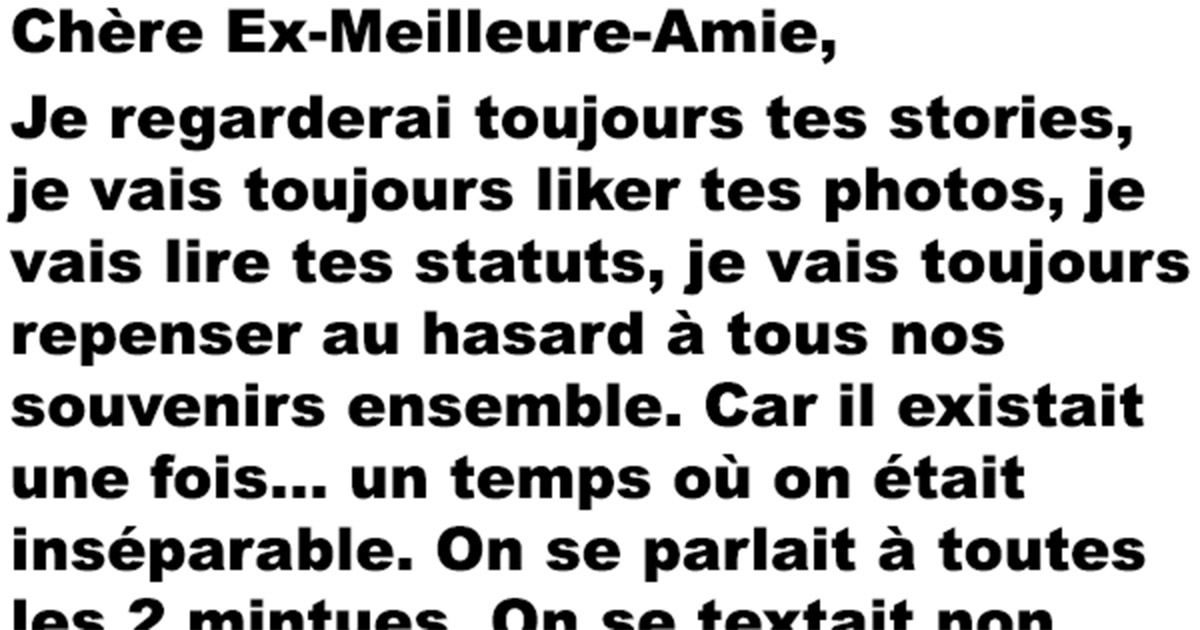 Une Lettre A Mon Ex Meilleure Amie