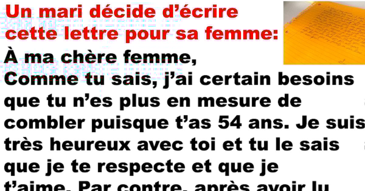 Un mari décide d'écrire cette lettre pour sa femme Un mari décide d'écrire cette lettre pour sa femme