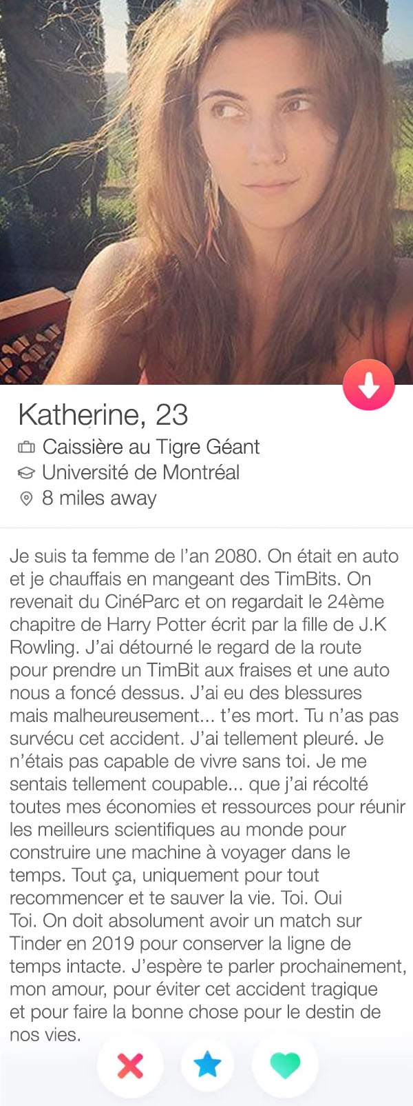Cette Québécoise a la meilleure biographie Tinder de tous les temps