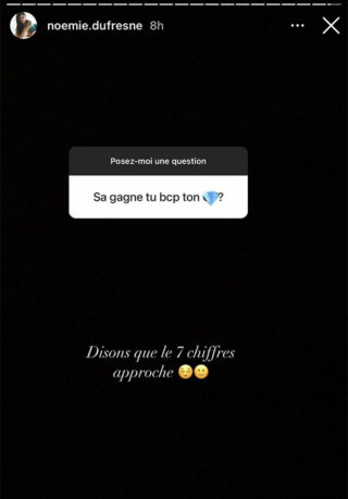 Noémie Dufresne révèle qu'elle est presque rendue à 1 million de $ de